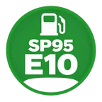 Pictogramme du carburant SP95-E10 : symbole blanc sur pastille verte