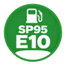Pictogramme du carburant SP95-E10 : symbole blanc sur pastille verte