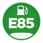 Pictogramme du carburant E85 : symbole blanc sur pastille verte