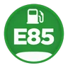 Pictogramme du carburant E85 : symbole blanc sur pastille verte
