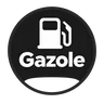 Pictogramme du carburant Gazole : symbole blanc sur pastille noire