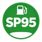 Pictogramme du carburant SP95 : symbole blanc sur pastille verte