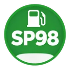 Pictogramme du carburant SP98 : symbole blanc sur pastille verte